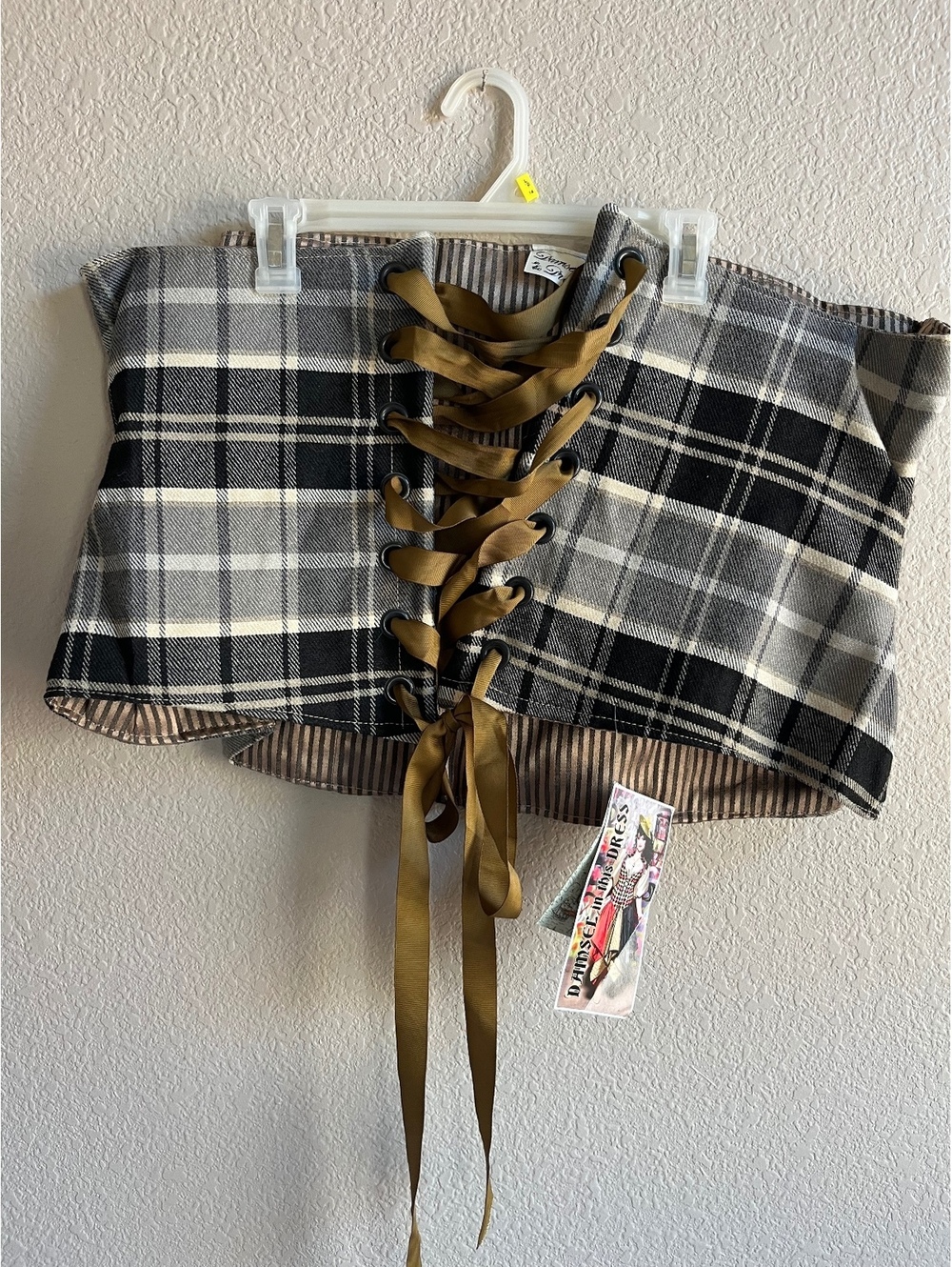 Tan plaid corset - damsel orders 41 inch waist nwt